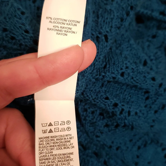 Lucky Brand Teal Blue Crochet Boho Peasant Tunic Top Women XL NWT - Picture 9 of 9